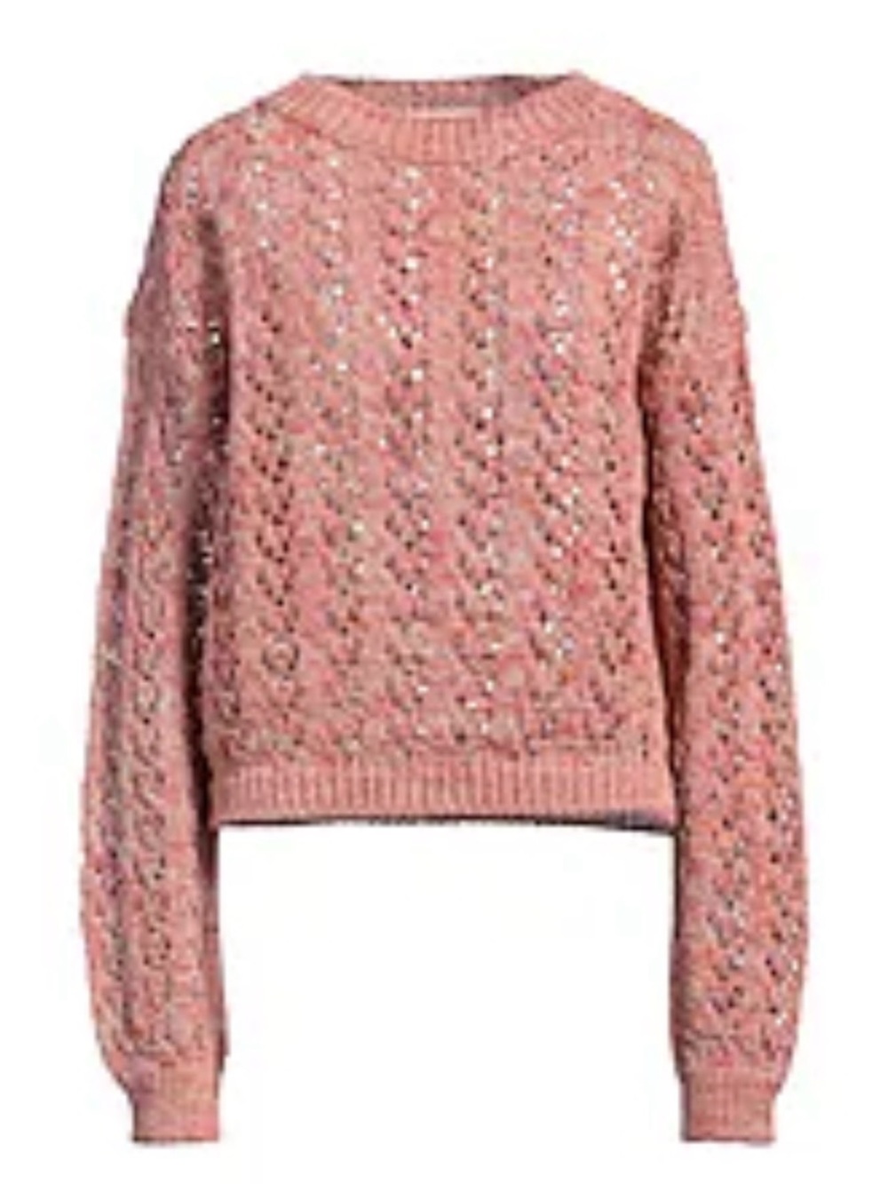 NWT Daniele Fiesoli Dusty rustic Rose Open-Stitch Crewneck Sweater size S